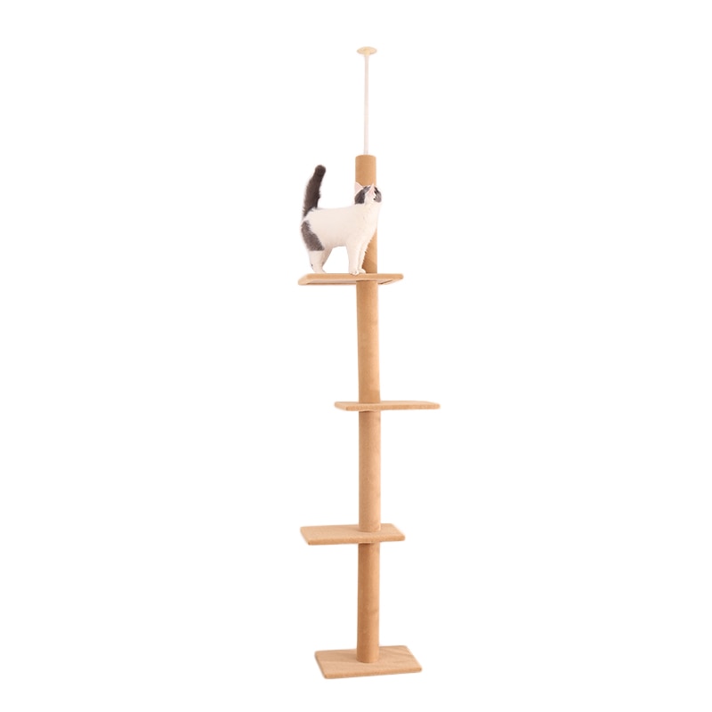 Domestic Delivery Pet Cat Tree Floor to Ceiling Indoor Natural Scratching Post Adjustable Climbing Tree Jumping Toy - skipjackltd