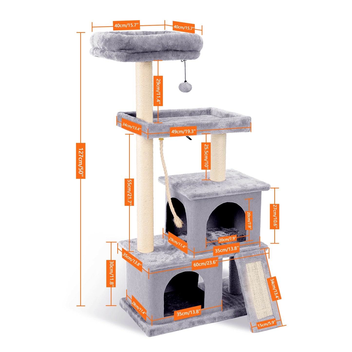 Pet Cat Tree House Tower Condo Wood Cat Scratching Sisal-Covered Scratch Posts