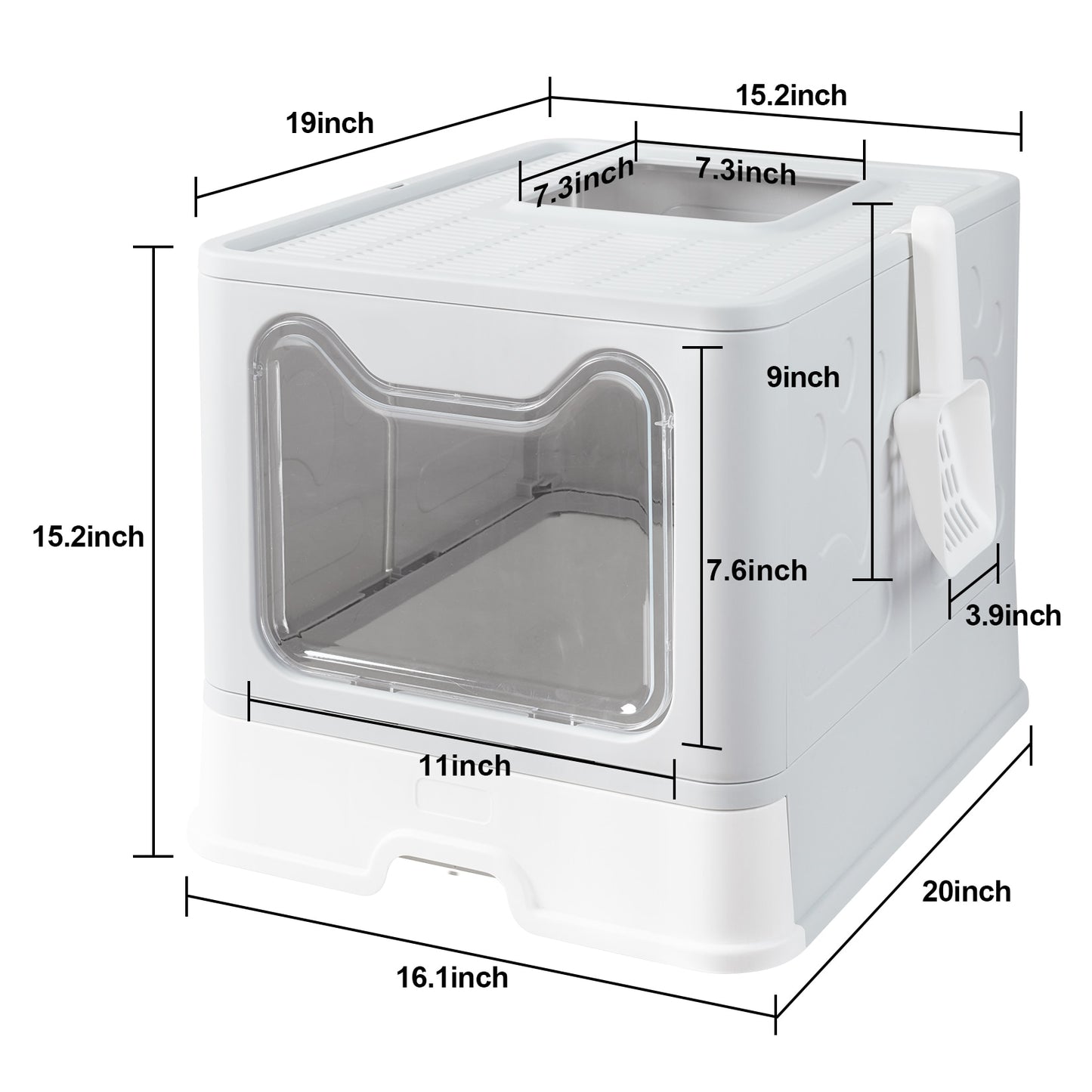 Front Entry Top Exit Cat Litter Box with Lid