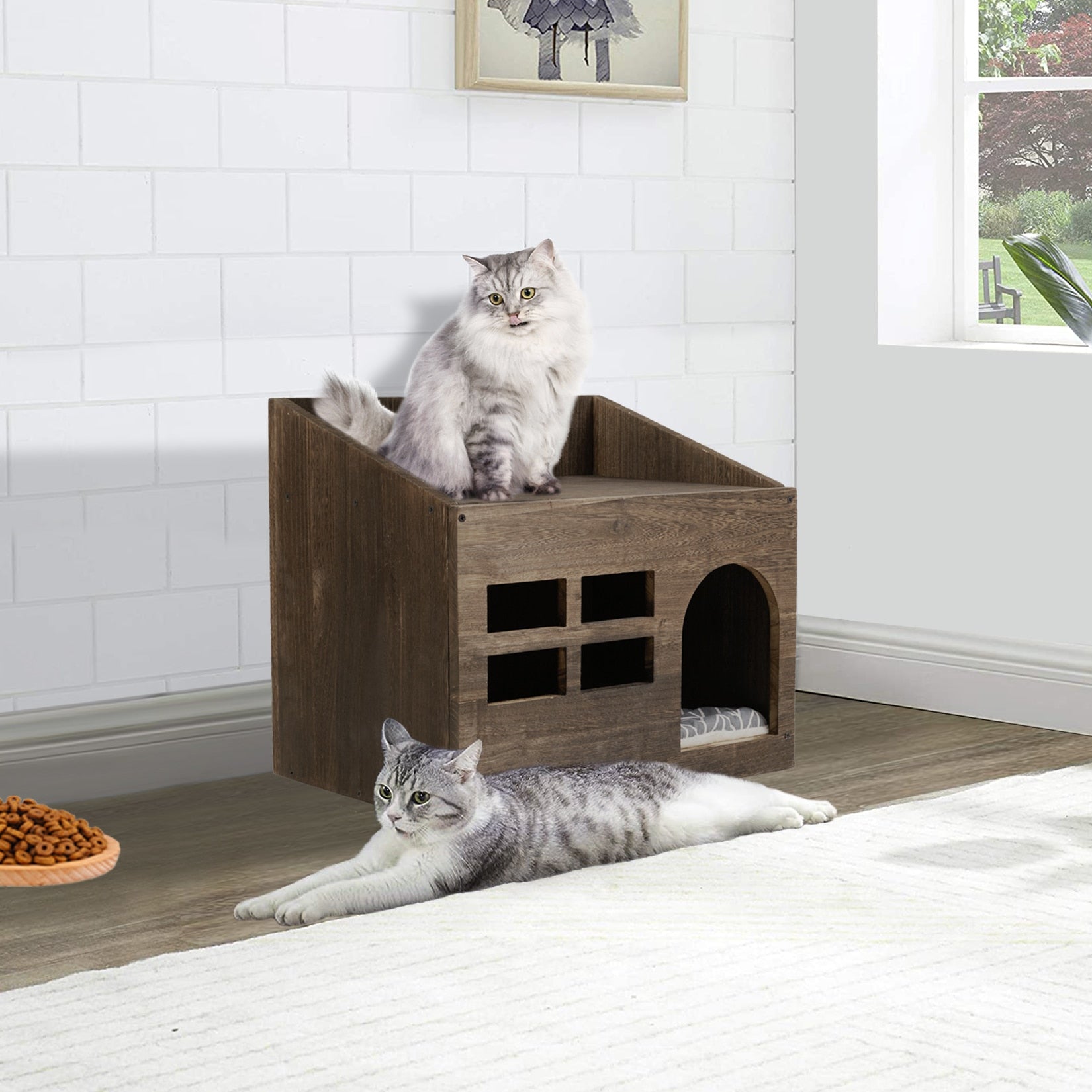 Durable Wooden Cat Cave Bed Furniture with litter box - skipjackltd