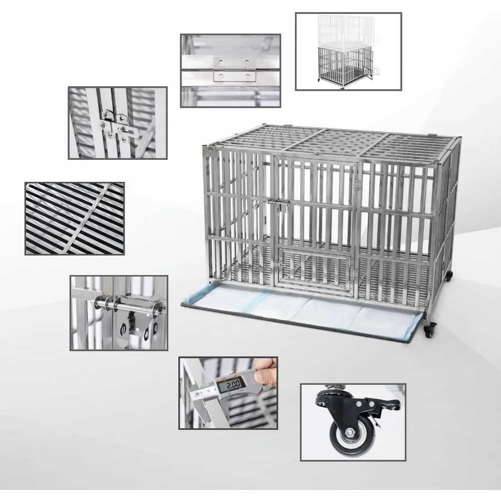 48 inch Heavy Duty Dog Crate, Stainless Steel