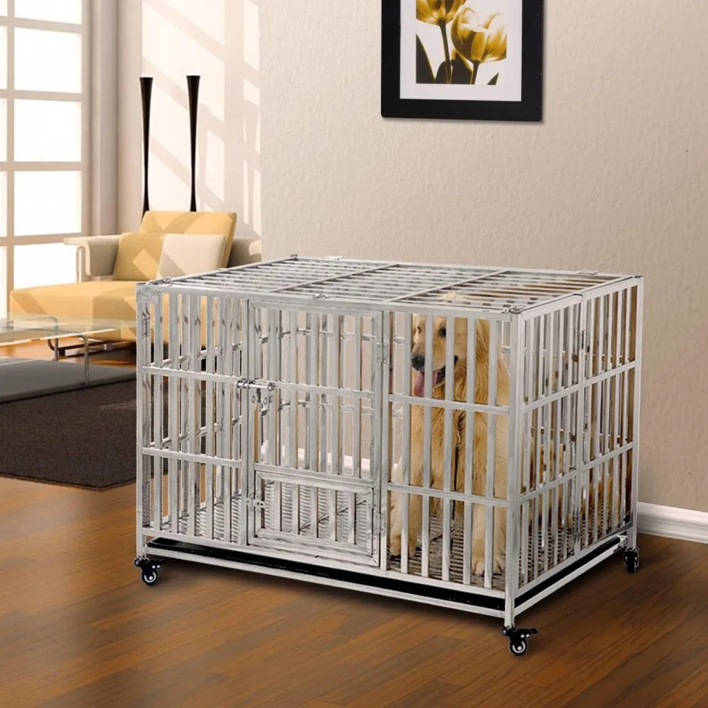 48 inch Heavy Duty Dog Crate, Stainless Steel