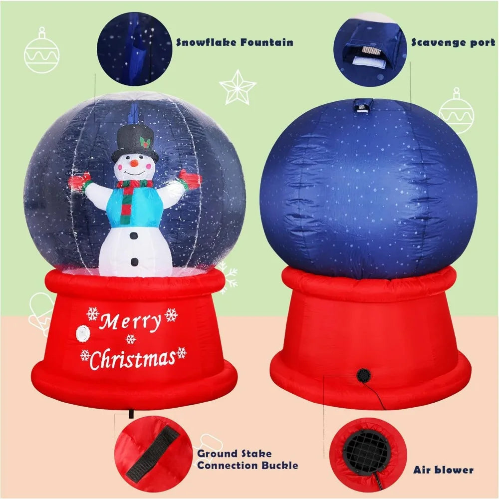 Christmas 2024 New Inflatable Snow Globe with Music Snowman Air Blower Bright LED Light