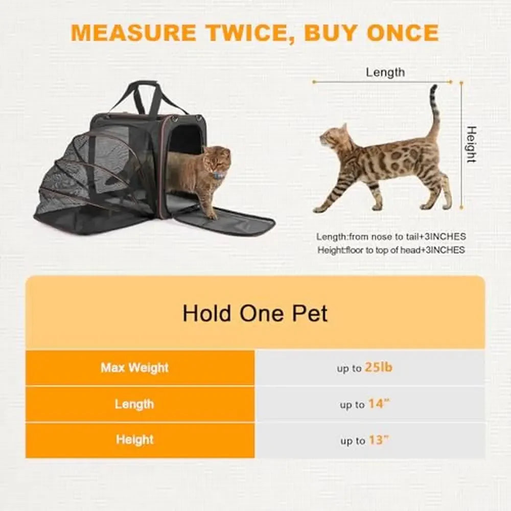 Expandable Cat Travel Carrier with Leak-Proof Litter Box