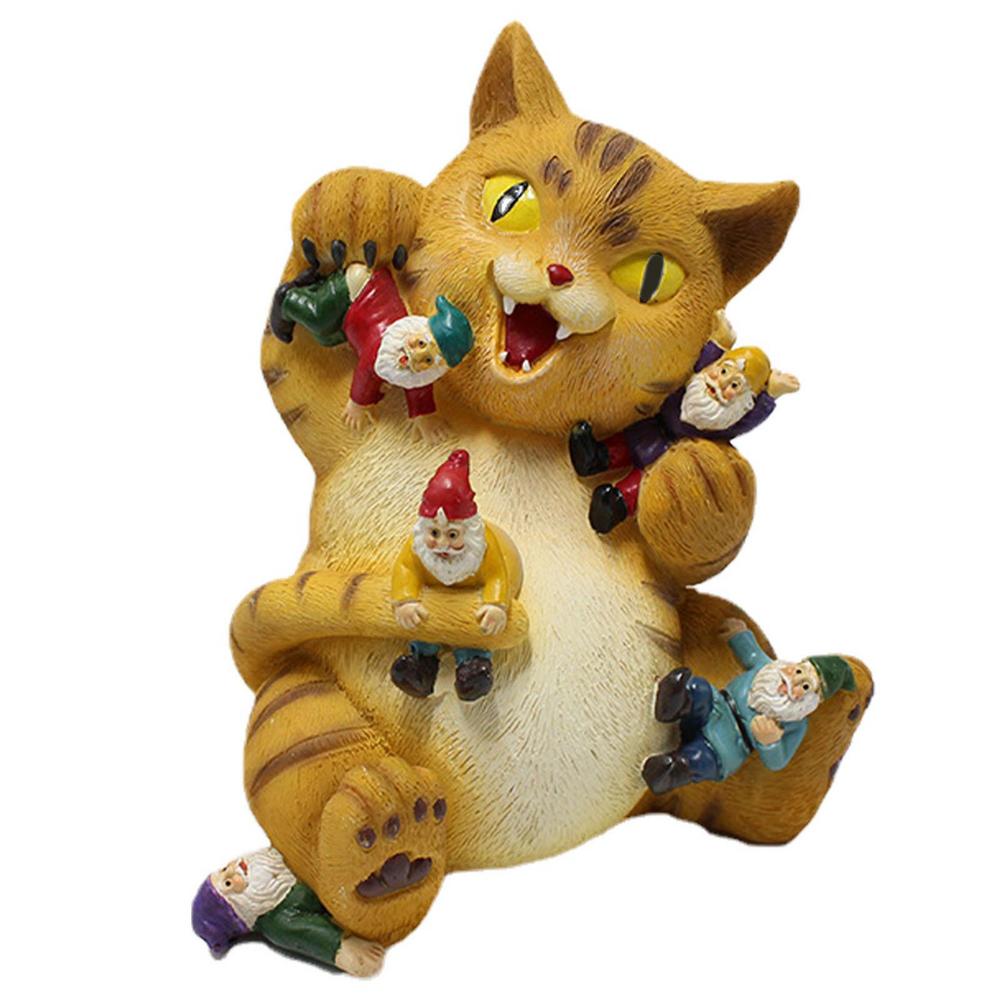 Funny Cat Eat Gnomes Garden Art For Garden Decor - skipjackltd