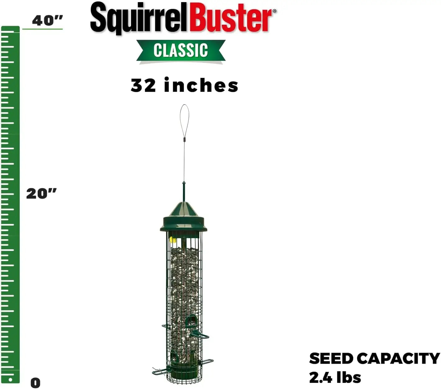 Squirrel-proof Bird Feeder w/4 Feeding Ports, 2.4-pound Seed Capacity