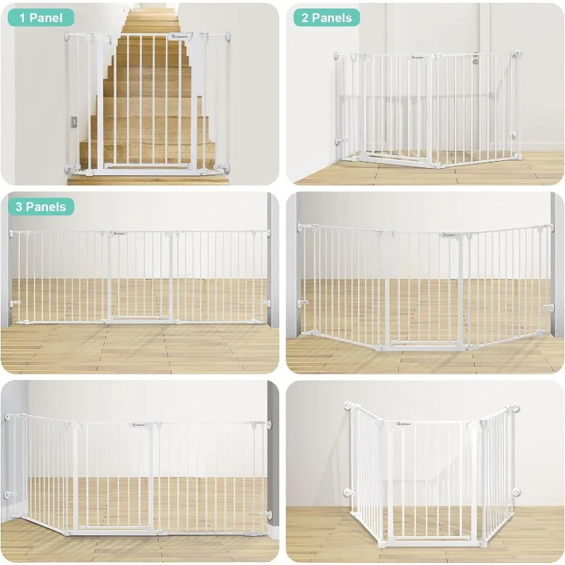 80" Extra Wide Baby Gate, Dog Gate for House Stairs, Doorways, Fireplace, Auto Close Pet Gate with Door Walk Through