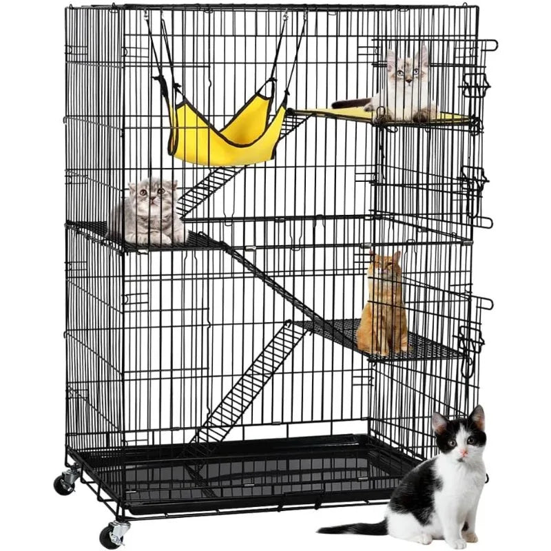 49'' Collapsible Cat Cage 4-Tier Metal