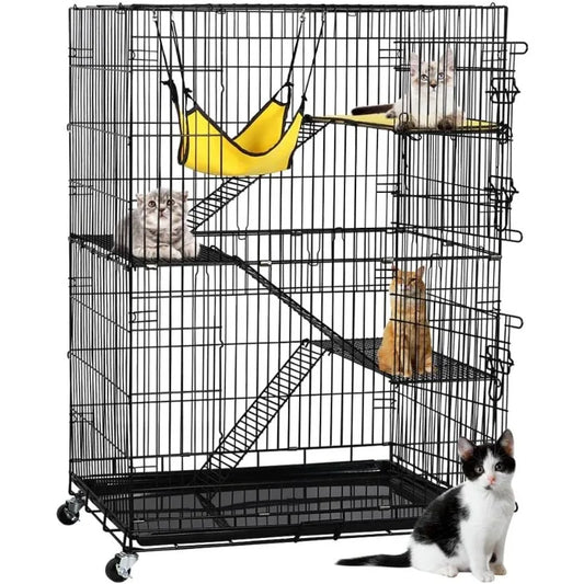 49'' Collapsible Cat Cage 4-Tier Metal