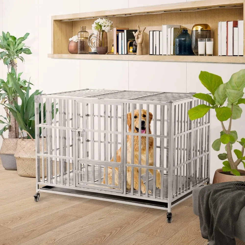 48 inch Heavy Duty Dog Crate, Stainless Steel