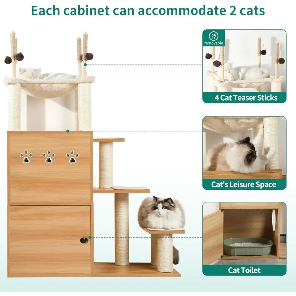 Modern Cat Tree With Litter Box Enclosure