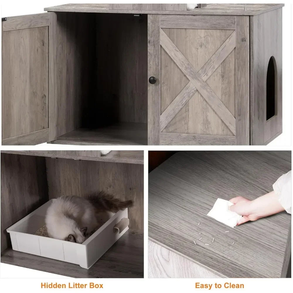 Cat Tree With Litter Box Enclosure for Indoor Big Cat Tower