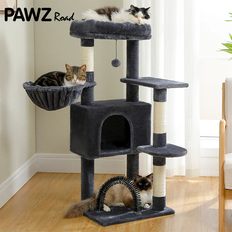 Cat Tree Tower with Self Groomer Sisal Scratching Post Large Condo Perch