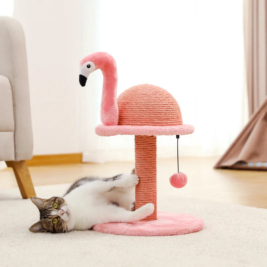 Animal Shaped Cat Scratching Post Flamingos Cute Cat Tree Tower