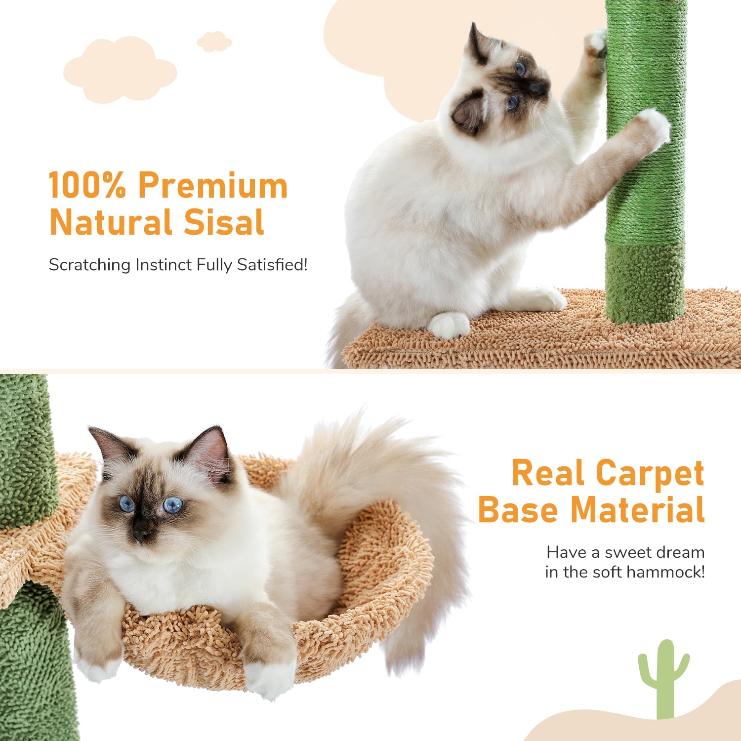 Adjustable Height Cactus Cat Tree Scratching Post - skipjackltd