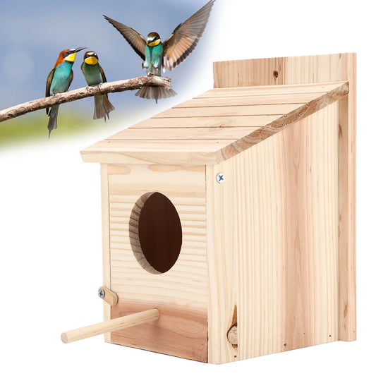 NEW Wood Birds Nest Box ,Hanging Decoration