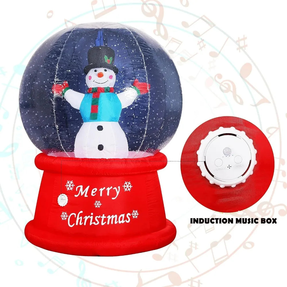 Christmas 2024 New Inflatable Snow Globe with Music Snowman Air Blower Bright LED Light