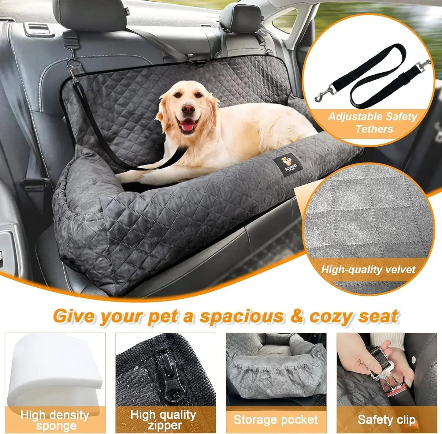 Dog Car Seat for Large Dogs , Bed Washable