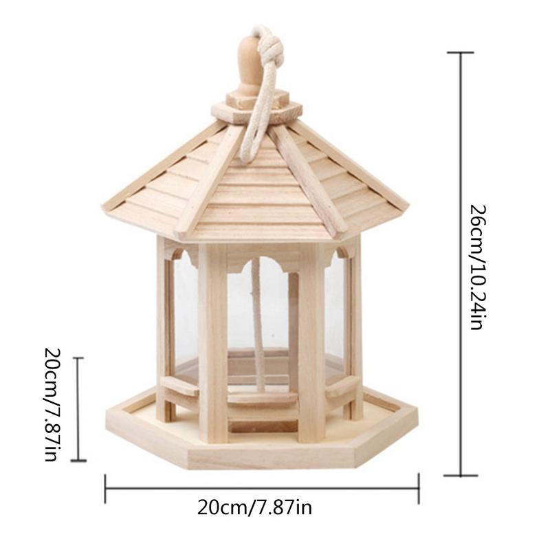 Large Capacity Wild Bird Feed Dispenser Wooden Bird Feeder Bird House With Roof