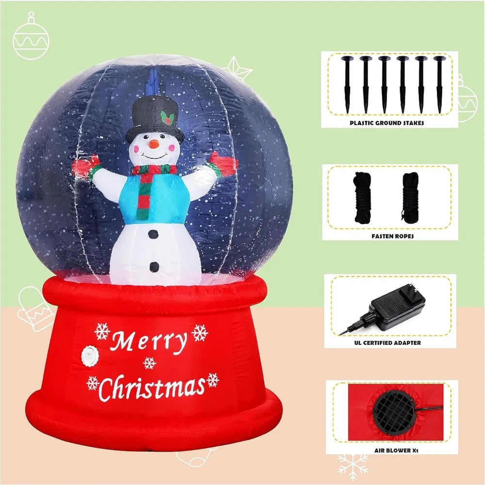 Christmas 2024 New Inflatable Snow Globe with Music Snowman Air Blower Bright LED Light