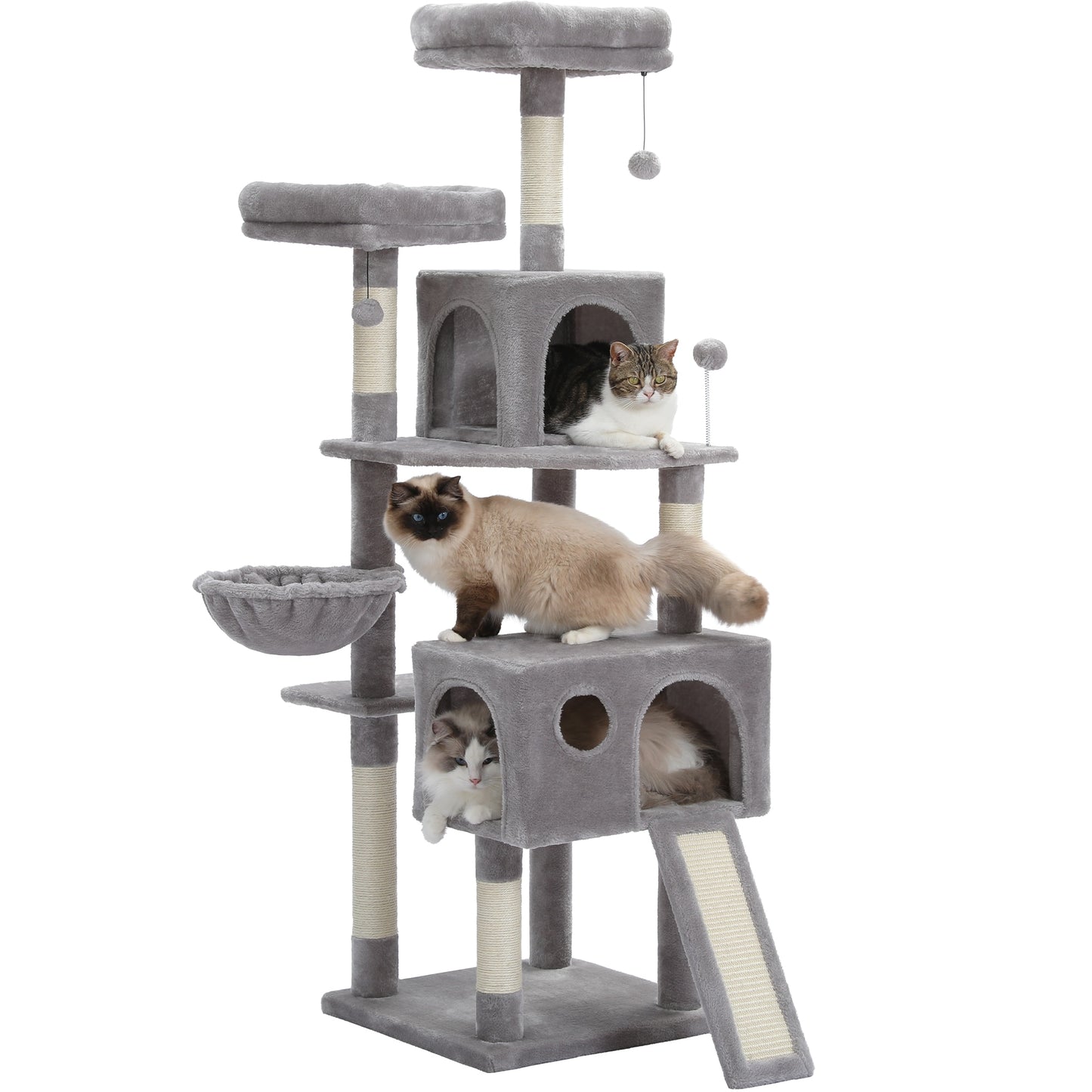 Tree With Cozy Perches Stable Cat Climbing Frame Cat Scratch Board Toys Gray&Beige