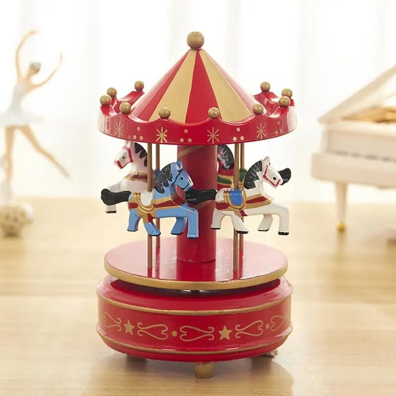 6 Colors Wooden Music Box carousel