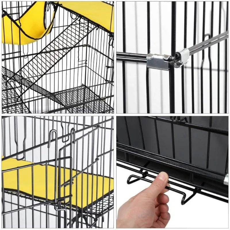 49'' Collapsible Cat Cage 4-Tier Metal