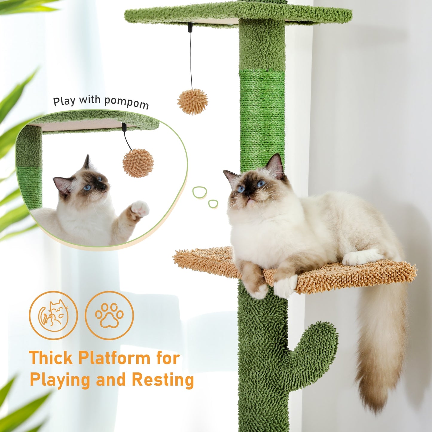 Adjustable Height Cactus Cat Tree Scratching Post - skipjackltd