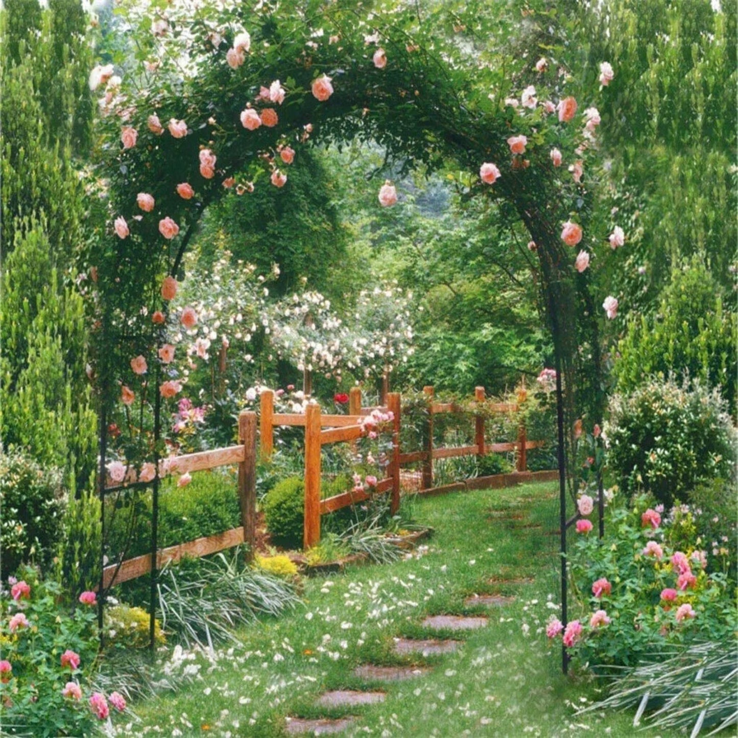 US Heavy Duty Metal Garden Arch with roses