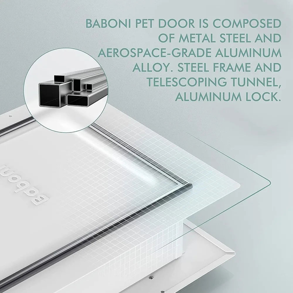 Pet Door for Wall, Steel Frame and Telescoping Tunnel, Aluminum Lock, Double Flap Dog and Cat Door