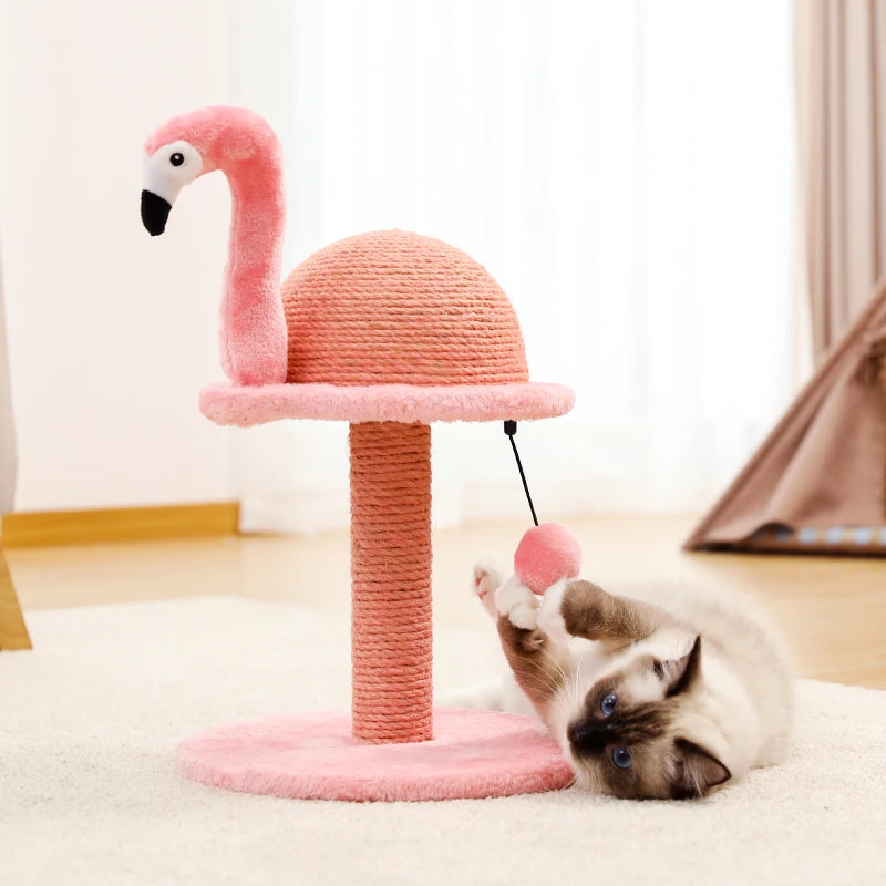 Animal Shaped Cat Scratching Post Flamingos Cute Cat Tree Tower