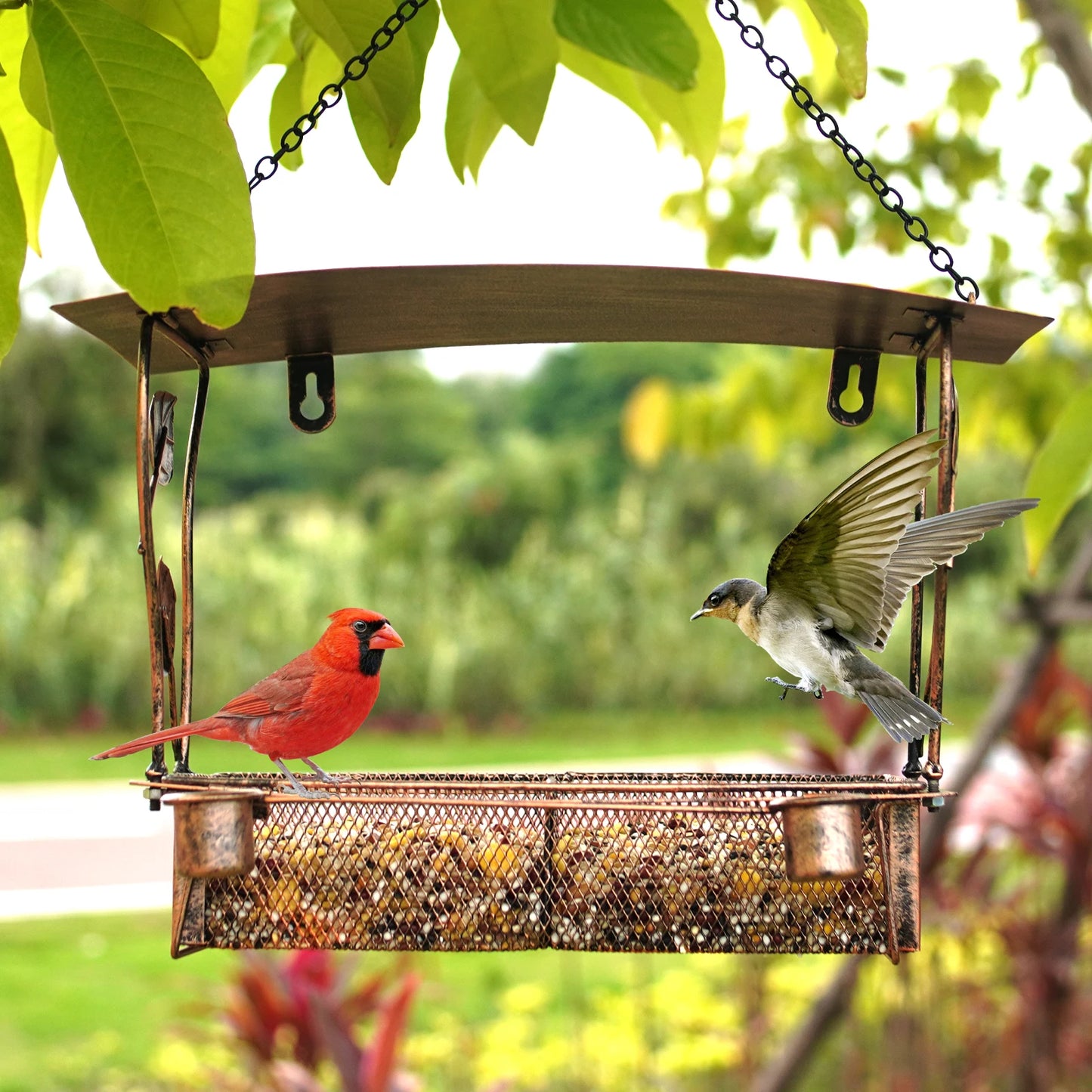 Metal Window Bird Feeder - Antique Bronze