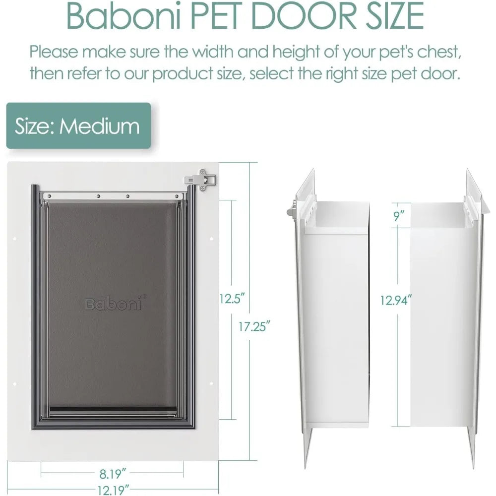 Pet Door for Wall, Steel Frame and Telescoping Tunnel, Aluminum Lock, Double Flap Dog and Cat Door