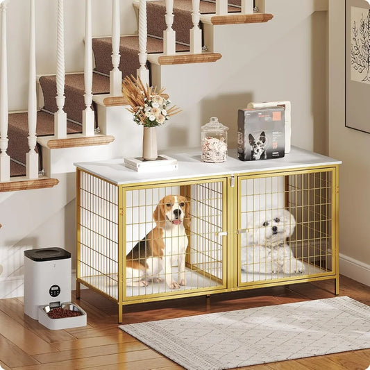 Dog Crate Furniture for 2 Dogs, 43.3" Dog Kennel with Removable Divider