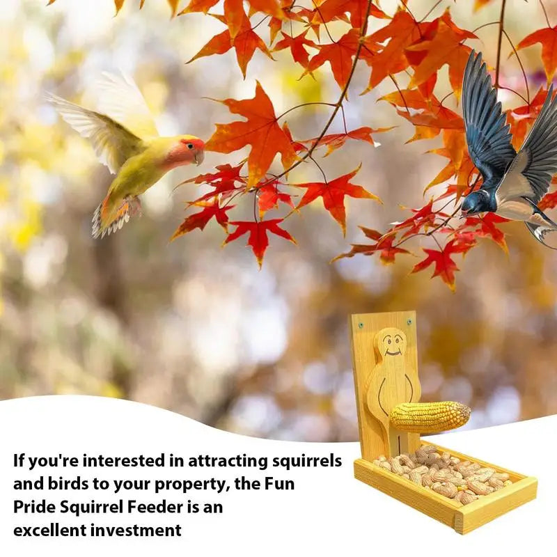 Outdoor Wooden Squirrel Feeder