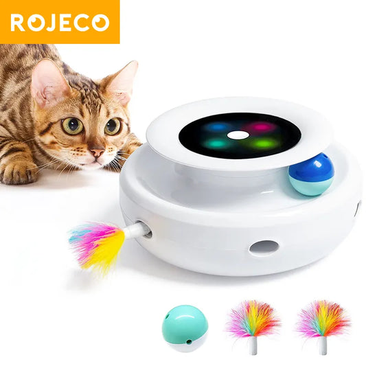 2 in 1 Smart Cat Toys Automatic Feather Fun Ball Toy Set