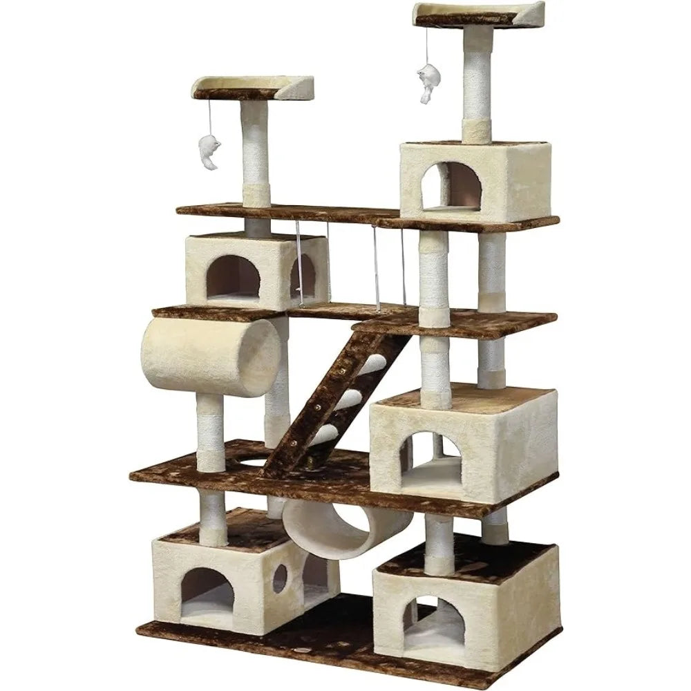 Huge 87" Tall Cat Tree House Climber Furniture with Swing Posts