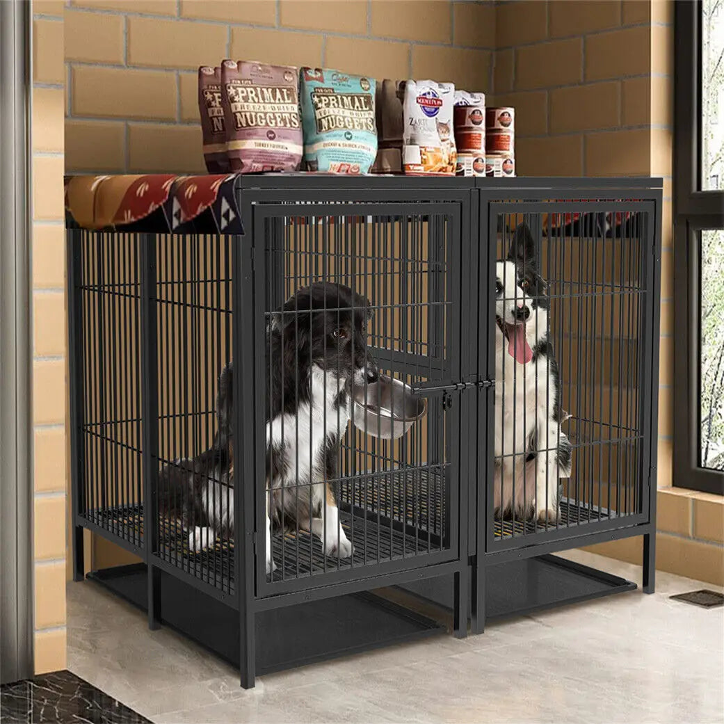 Jumbo XXL Large double door Dog Cage Heavy Duty Metal  with Steel Lock and Removable Trays