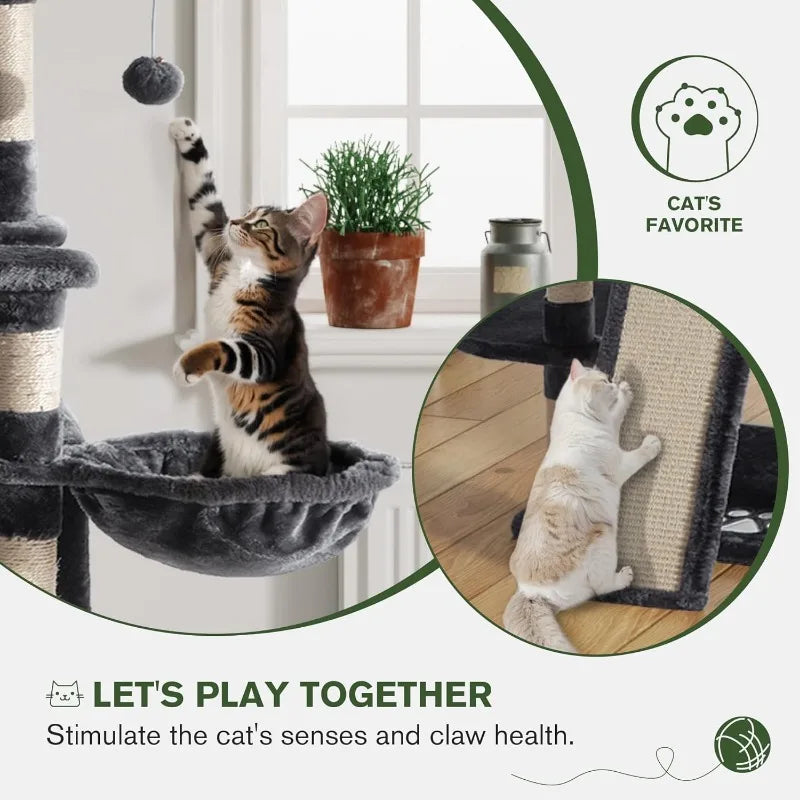 68 Inches Multi-Level Large Cat Tree Tower