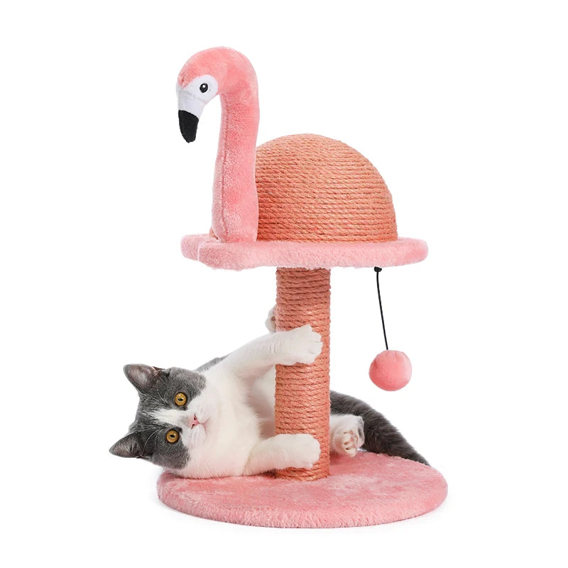 Animal Shaped Cat Scratching Post Flamingos Cute Cat Tree Tower