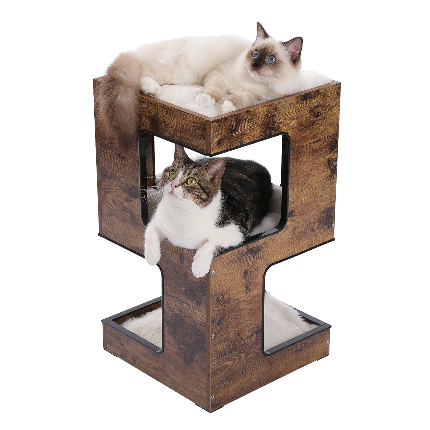 Modern Cat Tree Board Furniture Bed 3 Levels Spacious Top Scratching Pad