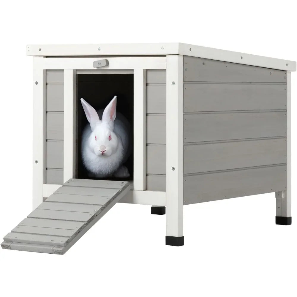 Weatherproof Rabbit Hutch ,Wooden Outside Shelter for Feral Cats, Rabbits, Chicken