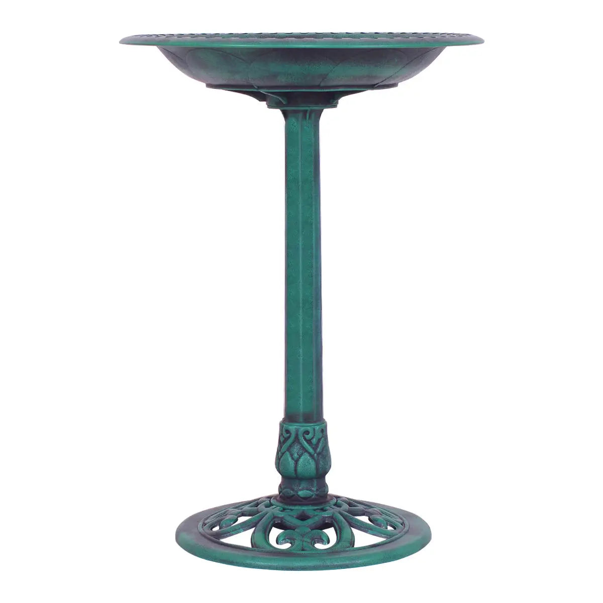 Green Pedestal Bird Bath Feeder Freestanding