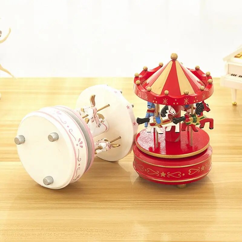 6 Colors Wooden Music Box carousel