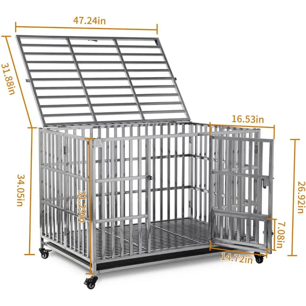 48 inch Heavy Duty Dog Crate, Stainless Steel