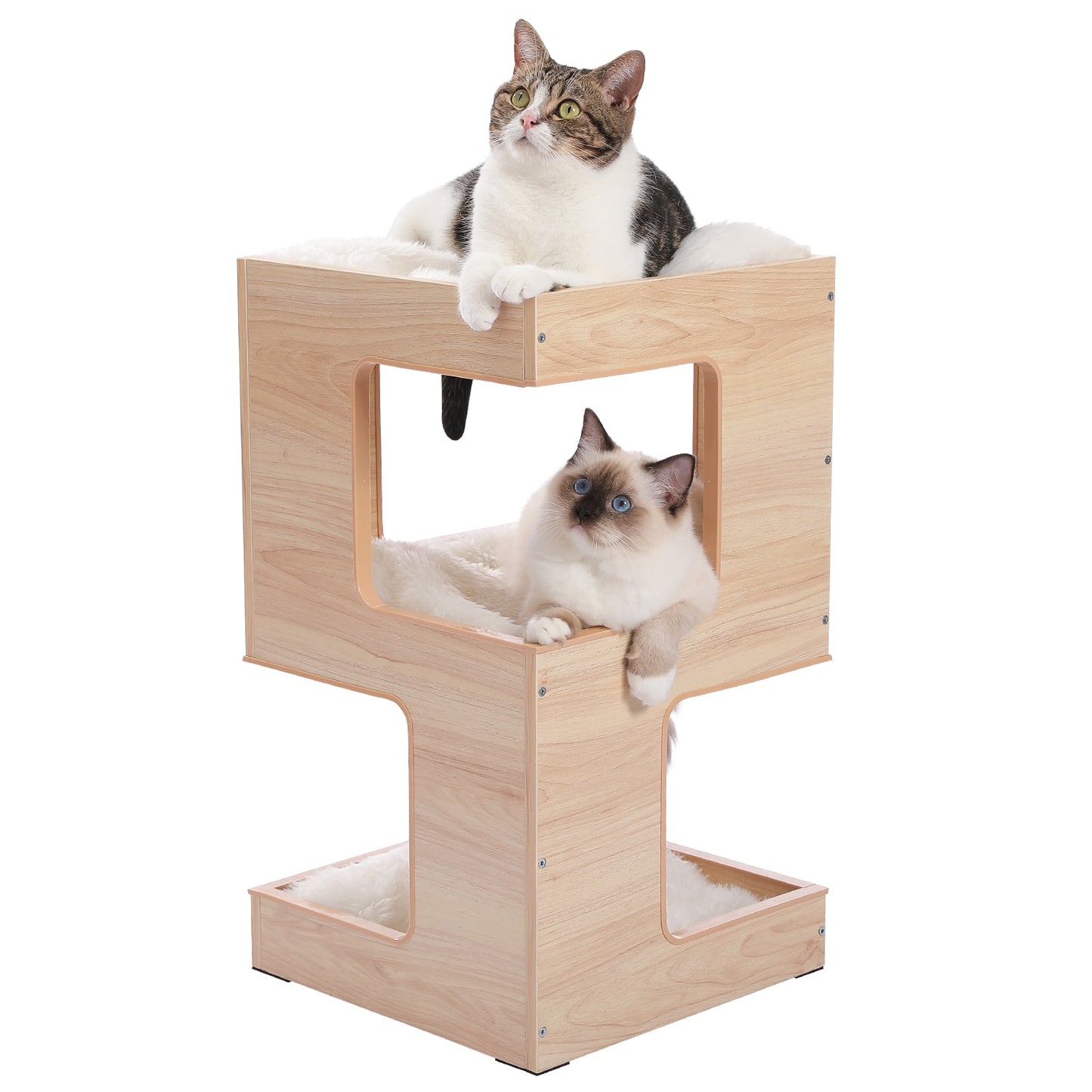 Modern Cat Tree Board Furniture Bed 3 Levels Spacious Top Scratching Pad