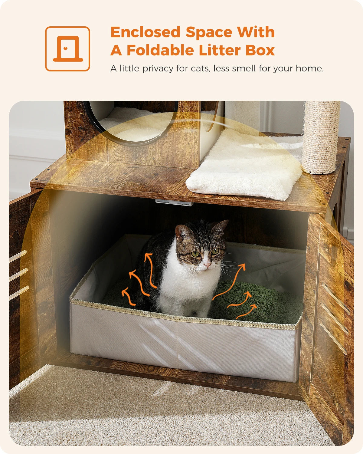 Multi-Level Cat Tower with Cat Litter Box