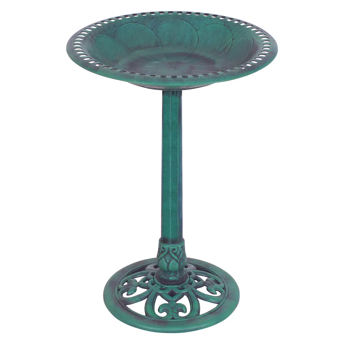 Green Pedestal Bird Bath Feeder Freestanding