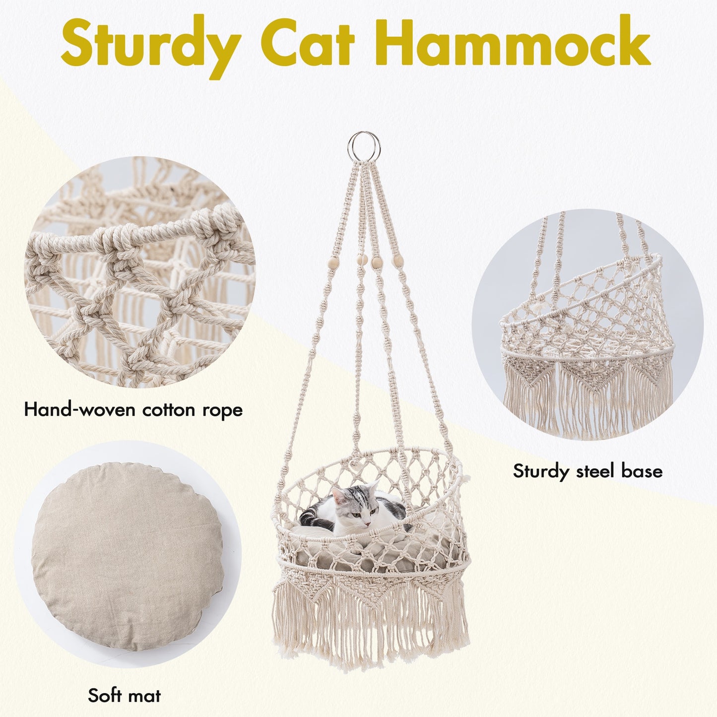 Handwoven Cat Window Perch Bed Indoor/Outdoor Hammock for Cats - skipjackltd