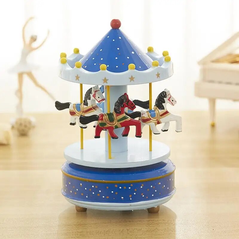 6 Colors Wooden Music Box carousel